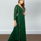 Bottle Green Pure Gorget One-Piece Gown | Cut Dana & Pearl Embroidery | Sizes M–XL - Bebo N Lolo
