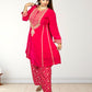 Pure Crape A-Line Cord Set with Brocket Palazzo | Jari, Sirozki & Cut Dana Work | Mustard & Hot Pink | Sizes L–XXL - Bebo N Lolo