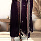Wine Chinnon Anarkali with Pant & Four-Side Bordered Dupatta | Sequin & Dabka Work | Sizes M–XL - Bebo N Lolo