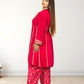 Pure Crape A-Line Cord Set with Brocket Palazzo | Jari, Sirozki & Cut Dana Work | Mustard & Hot Pink | Sizes L–XXL - Bebo N Lolo