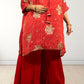 Red Chinon Bandhani Print Loose Palazzo Choga | Sequence & Cut Dana Work - Bebo N Lolo