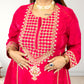 Pure Crape A-Line Cord Set with Brocket Palazzo | Jari, Sirozki & Cut Dana Work | Mustard & Hot Pink | Sizes L–XXL - Bebo N Lolo