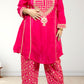 Pure Crape A-Line Cord Set with Brocket Palazzo | Jari, Sirozki & Cut Dana Work | Mustard & Hot Pink | Sizes L–XXL - Bebo N Lolo