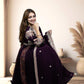 Wine Chinnon Anarkali with Pant & Four-Side Bordered Dupatta | Sequin & Dabka Work | Sizes M–XL - Bebo N Lolo