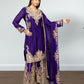 Purple Chinon Suit with Sharara & Dupatta | Jari & Handwork Embroidery | Sizes XL–XXL - Bebo N Lolo