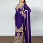 Purple Chinon Suit with Sharara & Dupatta | Jari & Handwork Embroidery | Sizes XL–XXL - Bebo N Lolo
