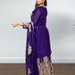Purple Chinon Suit with Sharara & Dupatta | Jari & Handwork Embroidery | Sizes XL–XXL - Bebo N Lolo