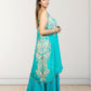 Rama Green Off-Shoulder Cape with Sharara & Breastiser | Pearl, Lace, Cut Dana & Sequence Work | Indo Western | Sizes L–XXL - Bebo N Lolo