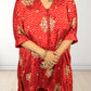 Red Chinon Bandhani Print Loose Palazzo Choga | Sequence & Cut Dana Work - Bebo N Lolo