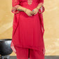 Hot Pink Crape Kaftan with Palazzo | Cut Dana & Sequence Embroidery | Sizes L–XXL - Bebo N Lolo