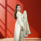 Off White Shimmer Tissue Garara Suit with Long Shirt & Heavy Dupatta | Gotta Patti Work | S–L Sizes - Bebo N Lolo