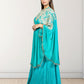 Rama Green Off-Shoulder Cape with Sharara & Breastiser | Pearl, Lace, Cut Dana & Sequence Work | Indo Western | Sizes L–XXL - Bebo N Lolo