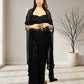 Black Pure Georgette Indo-Western Gown with Cape | Sequence & Cut Dana Work | XS–4XL sizes - Bebo N Lolo