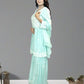 Mint Green Pure Shinon Short Anarkali with Sharara | Thread, Sequin & Hand Work | Sizes L–XXL - Bebo N Lolo