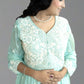 Mint Green Pure Shinon Short Anarkali with Sharara | Thread, Sequin & Hand Work | Sizes L–XXL - Bebo N Lolo