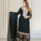 Chinnon Chiffon Sharara Suit with Jari & Sequin Work | Heavy Embroidery | Black & Rama Green | Sizes L–XXLtta | L–XL Sizes - Bebo N Lolo