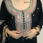 Chinnon Chiffon Sharara Suit with Jari & Sequin Work | Heavy Embroidery | Black & Rama Green | Sizes L–XXLtta | L–XL Sizes - Bebo N Lolo