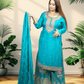 Chinnon Chiffon Sharara Suit with Jari & Sequin Work | Heavy Embroidery | Black & Rama Green | Sizes L–XXLtta | L–XL Sizes - Bebo N Lolo