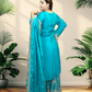 Chinnon Chiffon Sharara Suit with Jari & Sequin Work | Heavy Embroidery | Black & Rama Green | Sizes L–XXLtta | L–XL Sizes - Bebo N Lolo