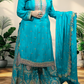 Chinnon Chiffon Sharara Suit with Jari & Sequin Work | Heavy Embroidery | Black & Rama Green | Sizes L–XXLtta | L–XL Sizes - Bebo N Lolo