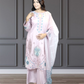 Baby Pink Slub Cotton Suit with Plazo | Embroidery, Cut Work & Pearl Detailing | Sizes M–XXL - Bebo N Lolo