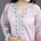 Baby Pink Slub Cotton Suit with Plazo | Embroidery, Cut Work & Pearl Detailing | Sizes M–XXL - Bebo N Lolo