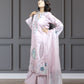 Baby Pink Slub Cotton Suit with Plazo | Embroidery, Cut Work & Pearl Detailing | Sizes M–XXL - Bebo N Lolo