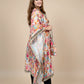Orange Printed Crepe Kaftan Set | V-Neck Lace Work Kaftan with Tulip Pant | Festive & Party Wear