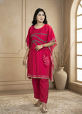 Pink Cotton Kaftan Set | Cutdana Handwork Kaftan with Pant | Festive & Daily Wear